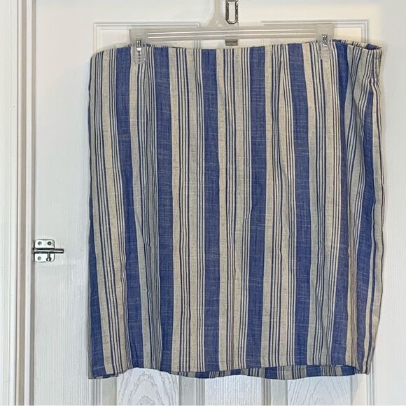 Torrid Mini Linen High Waisted Skirt in Natural Blue Stripe Size 3X NWT - Picture 5 of 14